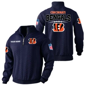 Cincinnati Bengals Quarter Zip Sweatshirt Stand Collar Custom Name