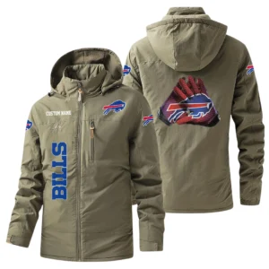 Buffalo Bills Windbreaker Jacket Hooded, Warm Lining Waterproof Custom Name