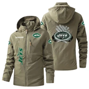 New York Jets Windbreaker Jacket Hooded, Warm Lining Waterproof Custom Name