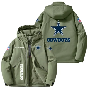 Dallas Cowboys Hooded Puffer Jacket Fleece-Lined Custom Name