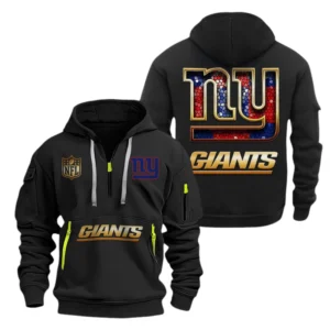 New York Giants Half-Zip Hoodie Multi-Pocket Custom Name