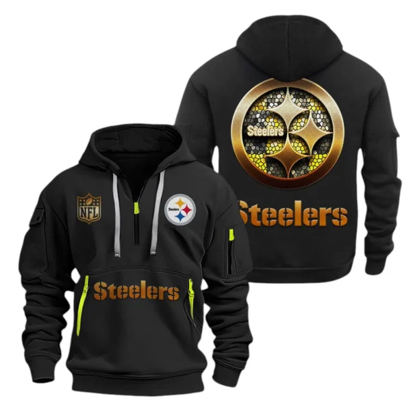 Pittsburgh Steelers Half-Zip Hoodie Multi-Pocket Custom Name
