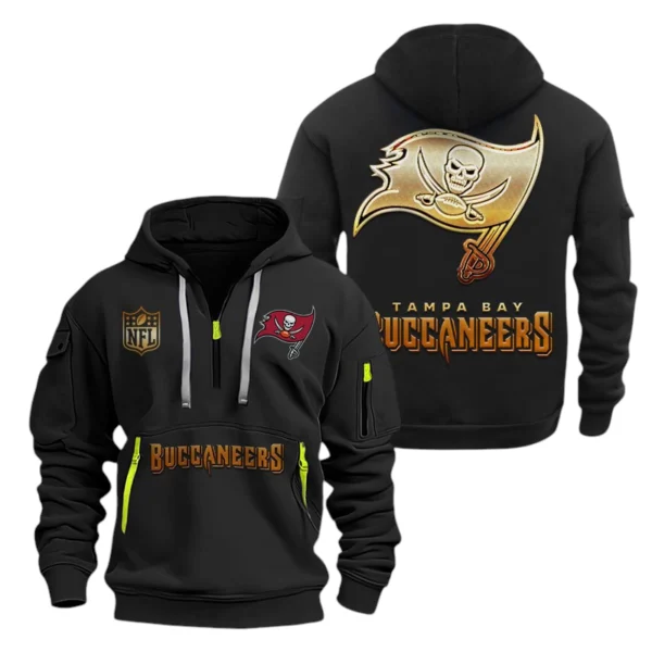 Tampa Bay Buccaneers Half-Zip Hoodie Multi-Pocket Custom Name