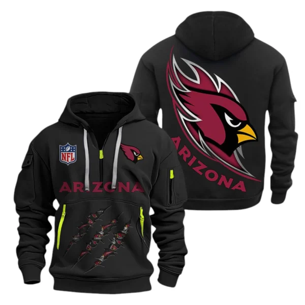 Arizona Cardinals Half-Zip Hoodie Multi-Pocket Custom Text