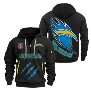 Los Angeles Chargers Half-Zip Hoodie Multi-Pocket Custom Text