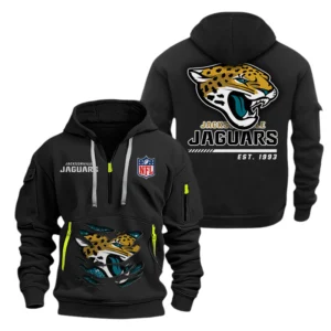 Jacksonville Jaguars Half Zip Hoodie Sports Hooded Multi-Pocket, Custom Text