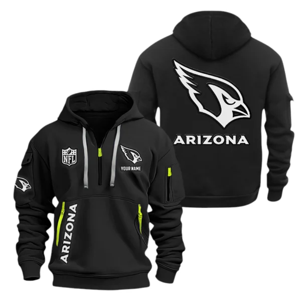 Arizona Cardinals Half Zip Hoodie Sports Hooded Multi-Pocket Custom Name