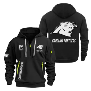 Carolina Panthers Half Zip Hoodie Sports Hooded Multi-Pocket Custom Name