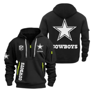 Dallas Cowboys Half Zip Hoodie Sports Hooded Multi-Pocket Custom Name