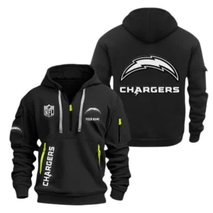 Los Angeles Chargers Half Zip Hoodie Sports Hooded Multi-Pocket, Custom Name