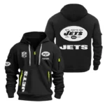 New York Jets Half Zip Hoodie Sports Hooded Multi-Pocket, Custom Name