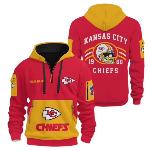 Kansas City Chiefs Half Zip Hoodie All Over Prints Custom Name