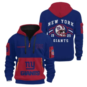 New York Giants Half Zip Hoodie All Over Prints Custom Name
