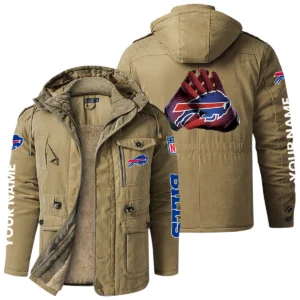 Buffalo Bills Windproof Fleece Jacket Hooded Custom Name