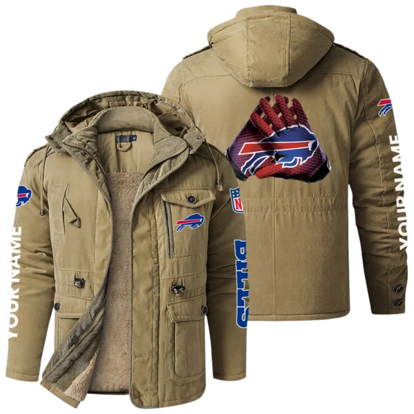 Buffalo Bills Windproof Fleece Jacket Hooded Custom Name