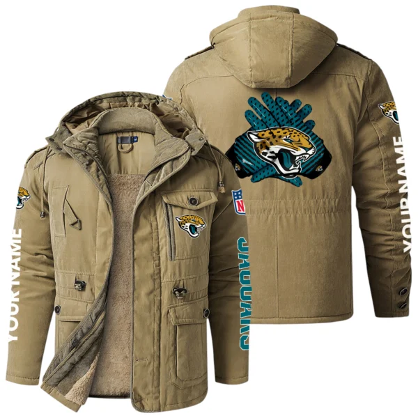 Jacksonville Jaguars Windproof Fleece Jacket Hooded Custom Name