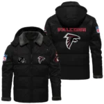 Atlanta Falcons Puffer Jacket Hooded Detachable x PU Leather Custom Name