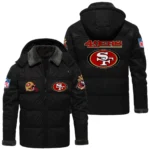 San Francisco 49ers Puffer Jacket Hooded Detachable x PU Leather Custom Name