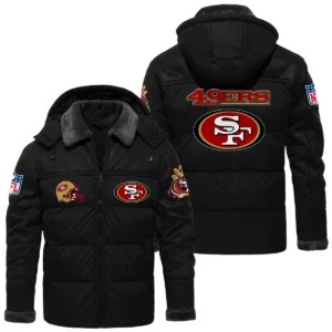 San Francisco 49ers Puffer Jacket Hooded Detachable x PU Leather Custom Name