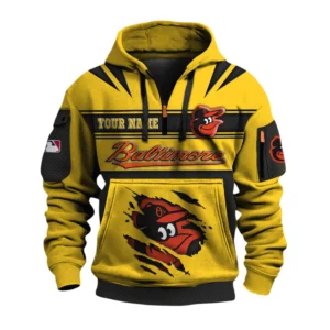 Baltimore Orioles 3D Half Zip Hoodie Custom Your Name