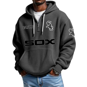 Chicago White Sox Quarter-Zip Waffle Knit Hoodie New 2026