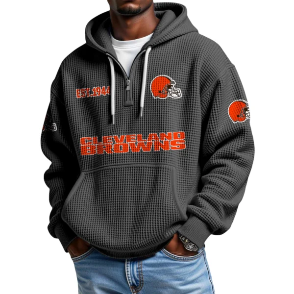 Cleveland Browns Quarter-Zip Waffle Knit Hoodie