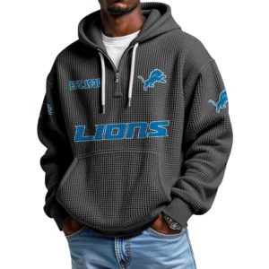 Detroit Lions Quarter-Zip Waffle Knit Hoodie