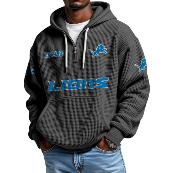 Detroit Lions Quarter-Zip Waffle Knit Hoodie