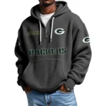 Green Bay Packers Quarter-Zip Waffle Knit Hoodie