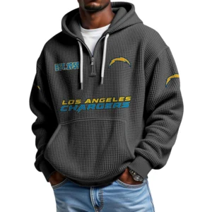 Los Angeles Chargers Quarter-Zip Waffle Knit Hoodie