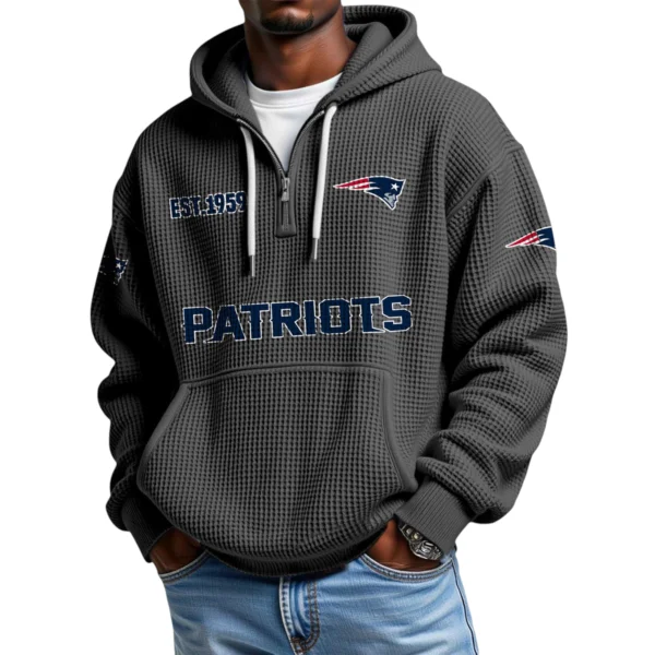 New England Patriots Quarter-Zip Waffle Knit Hoodie