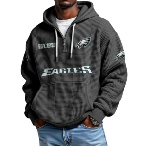 Philadelphia Eagles Quarter-Zip Waffle Knit Hoodie