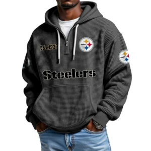 Pittsburgh Steelers Quarter-Zip Waffle Knit Hoodie