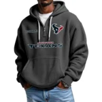 Houston Texans Quarter-Zip Waffle Knit Hoodie Custom Your Name