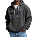 New England Patriots Quarter-Zip Waffle Knit Hoodie Custom Your Name