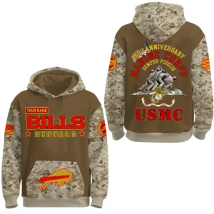 Buffalo Bills US Marine Corps 250th Anniversary 3D Hoodie Limited 2026 Custom Your Name