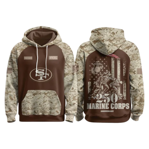 San Francisco 49ers x Marine Corps 250th Anniversary 3D Hoodie Limited 2026 Personalize Name