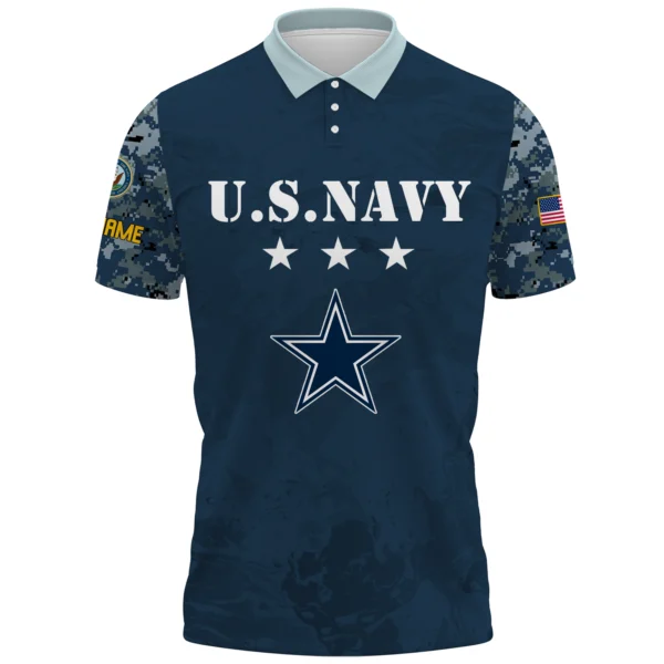 Dallas Cowboys x US Navy 250th Anniversary 3D Polo Shirt Custom Your Name