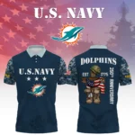 Miami Dolphins x US Navy 250th Anniversary 3D Polo Shirt Custom Your Name