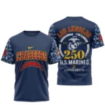 Los Angeles Chargers x US Marines 250th Birthday Semper Fidelis 3D T-Shirt