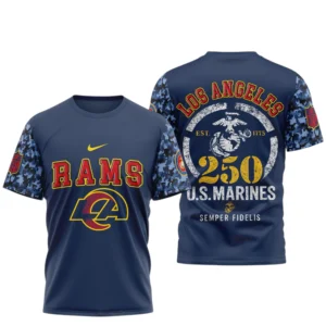 Los Angeles Rams x US Marines 250th Birthday Semper Fidelis 3D T-Shirt