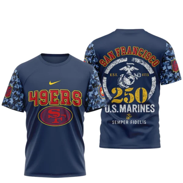San Francisco 49ers x US Marines 250th Birthday Semper Fidelis 3D T-Shirt