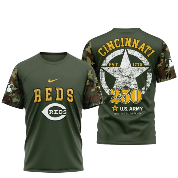 Cincinnati Reds x U.S. Army 250th Birthday 3D T-Shirt