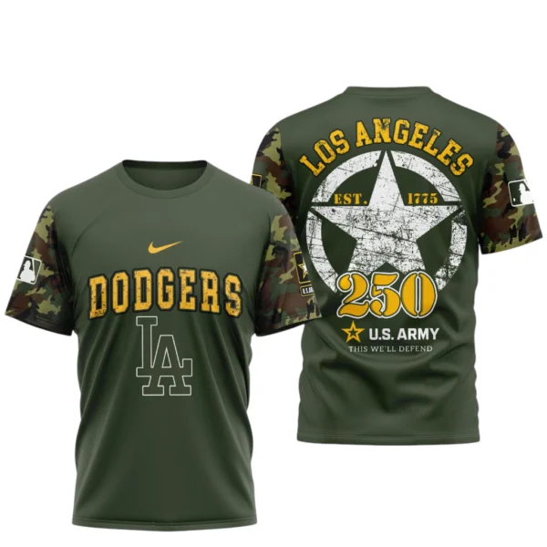 Los Angeles Dodgers x U.S. Army 250th Birthday 3D T-Shirt