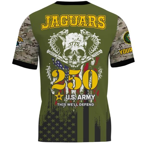 Jacksonville Jaguars x U.S. Army 250th Celebration Night Game 3D T-Shirt Limited 2026 Custom Your Name