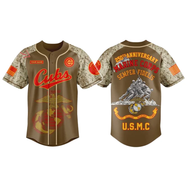 Chicago Cubs x US Marine Corps 250th Birthday 3D Baseball Jersey Limited 2026 Custom Your Name
