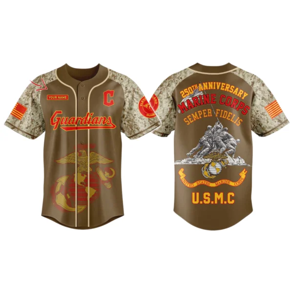 Cleveland Guardians x US Marine Corps 250th Birthday 3D Baseball Jersey Limited 2026 Custom Your Name
