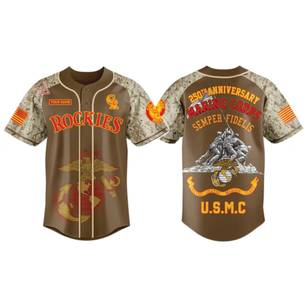 Colorado Rockies x US Marine Corps 250th Birthday 3D Baseball Jersey Limited 2026 Custom Your Name
