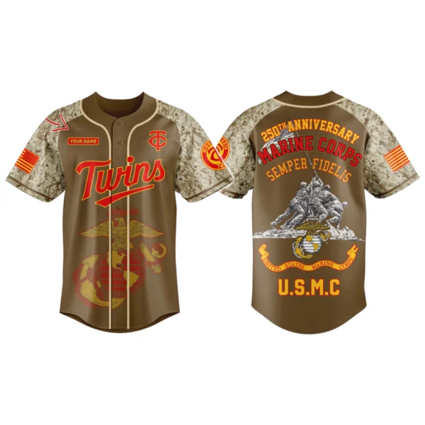 Minnesota Twins x US Marine Corps 250th Birthday 3D Baseball Jersey Limited 2026 Custom Your Name