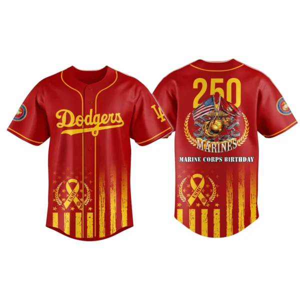 Los Angeles Dodgers x US Marine Corps 250th Birthday Tribute 3D Baseball Jersey Limited 2026